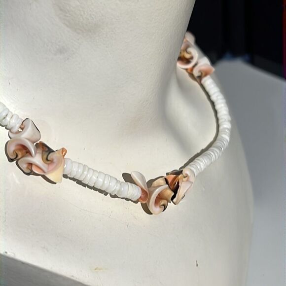 Bundle Sale 3 for $15 | White and Coral Shell Chip Necklace - Picture 4 of 11